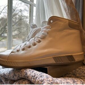 Prada white leather high top tennis shoes size 40.5